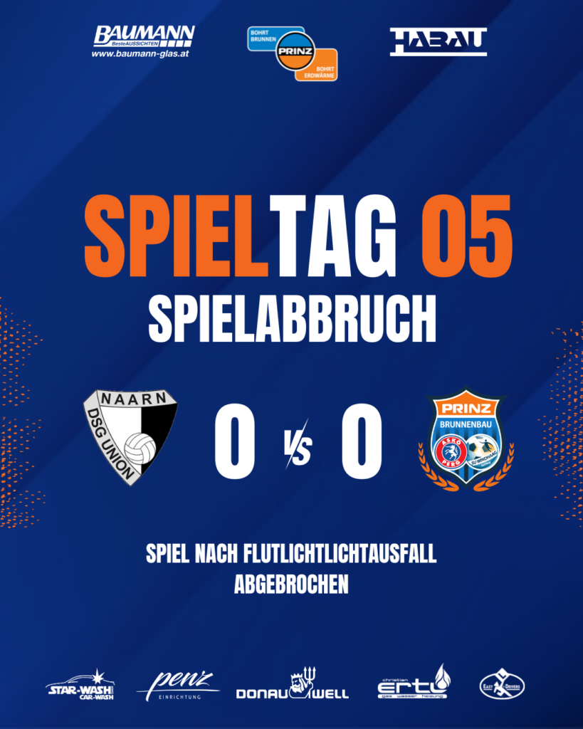 Spielabbruch in Naarn nach Flutlichausfall