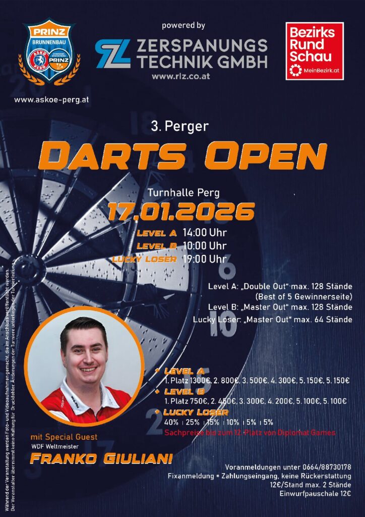 3. Perger Darts Open mit Weltmeister Franko Giuliani in Perg